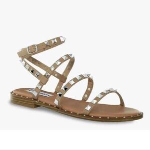 Steve Madden Metallic Gold Pyramid Stud Strappy Sandals